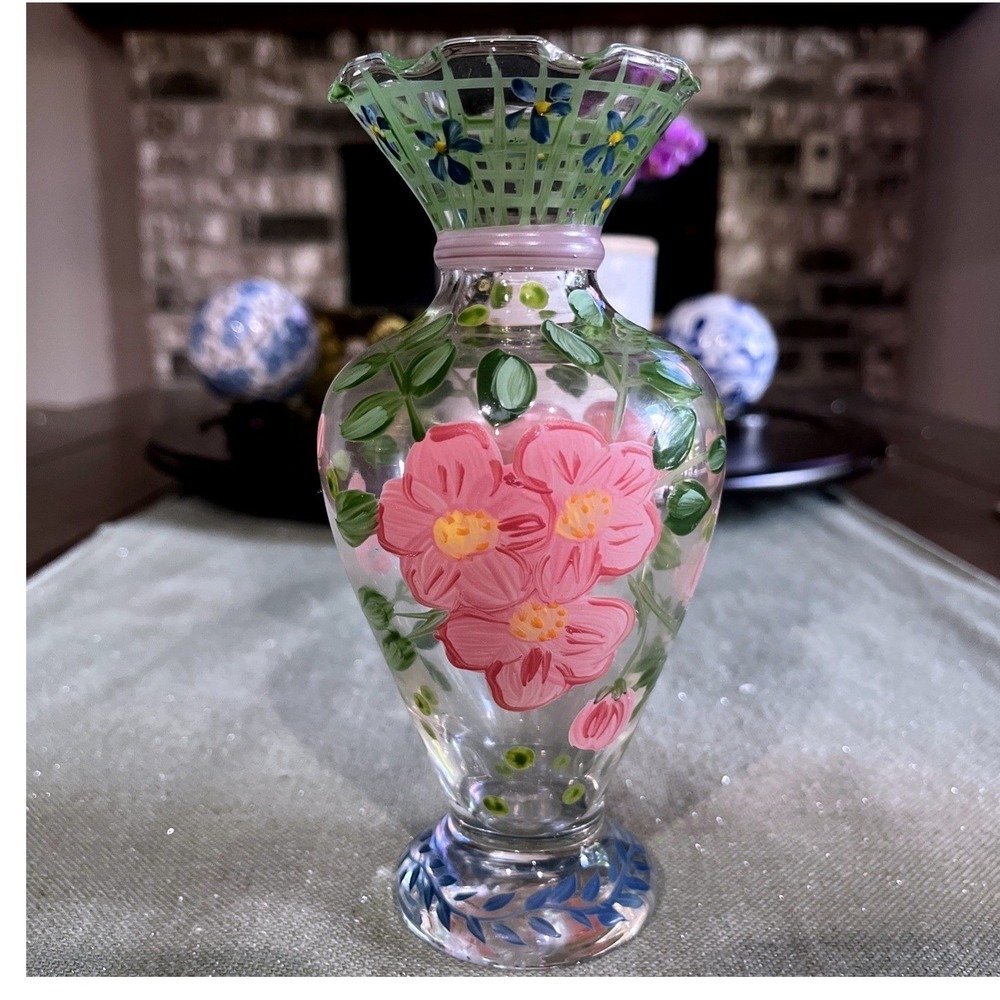 Tracy Porter Vintage Hand-Painted Glass Bud Vase~EUC